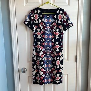 Talbots Size 4 Short Sleeve Colorful Geometric Sheath Dress